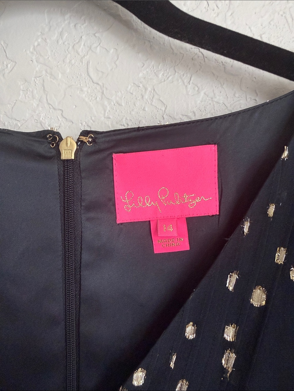 Lilly Pulitzer Cleme Black Silk Dress Gold Dot 14 - Picture 4 of 10